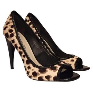 Via Spiga Leopard Peep Toe Embry 2 Size 7